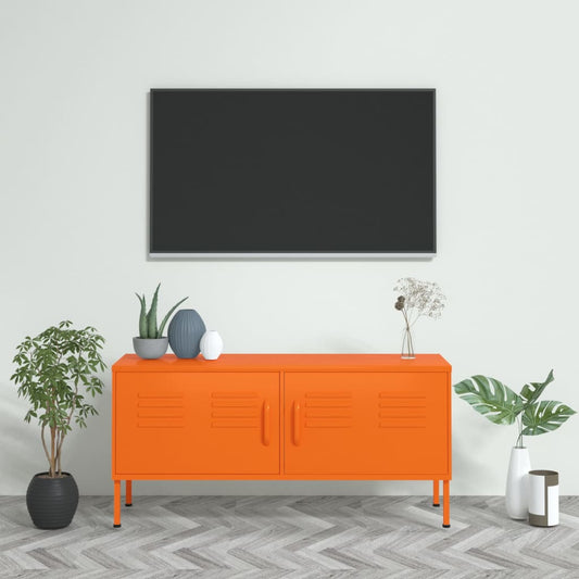 Meuble TV orange 105x35x50 cm acier