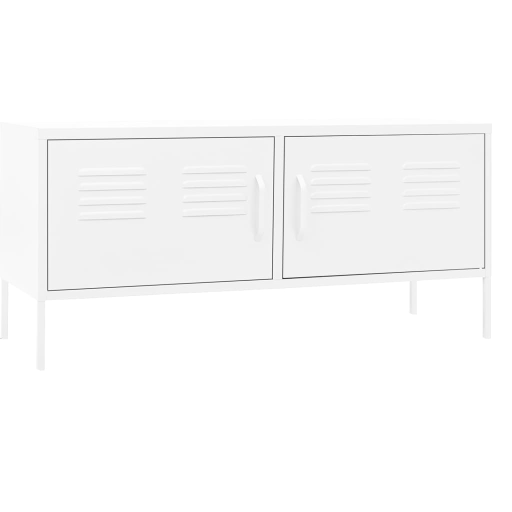 Meuble TV blanc 105x35x50 cm en acier
