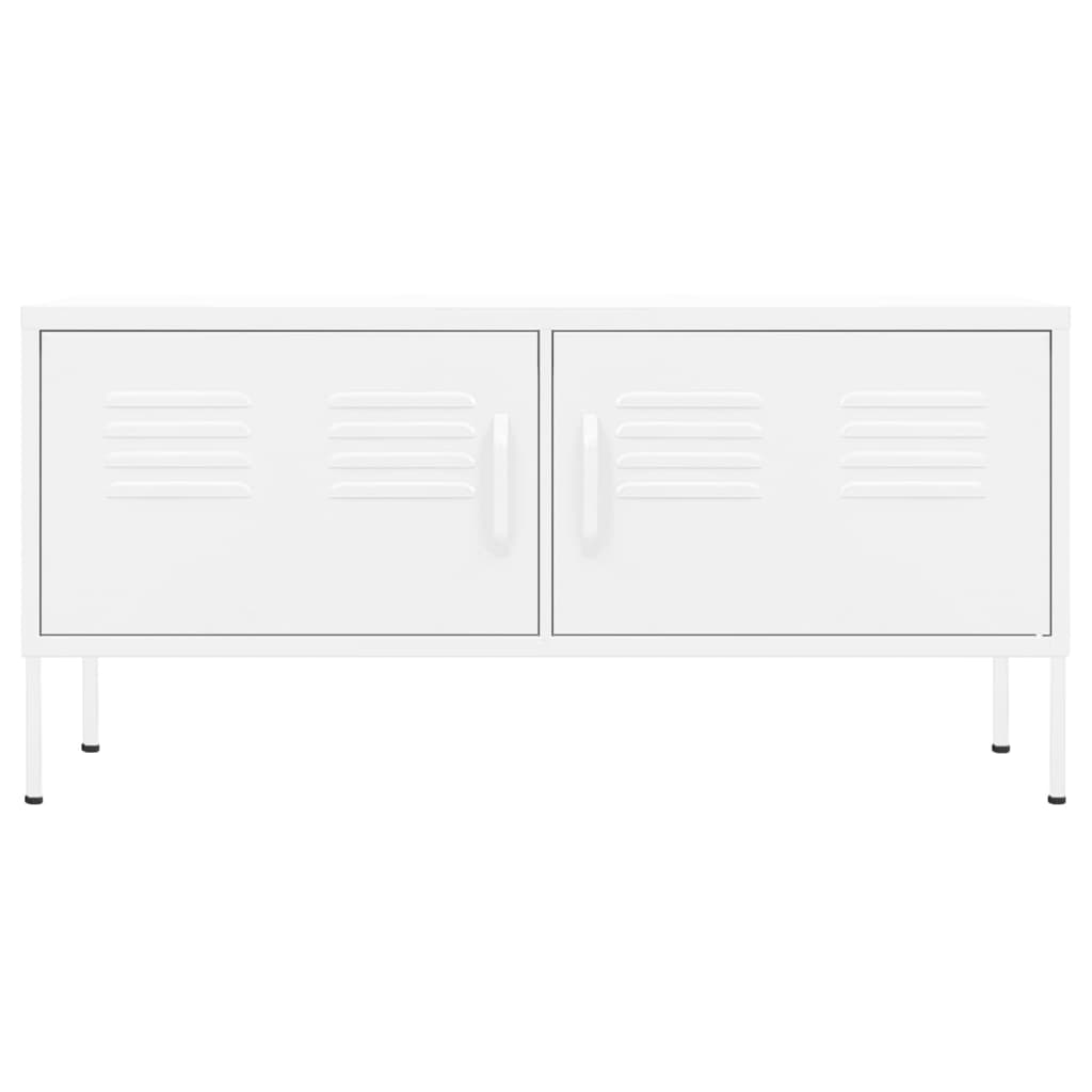 Meuble TV blanc 105x35x50 cm en acier