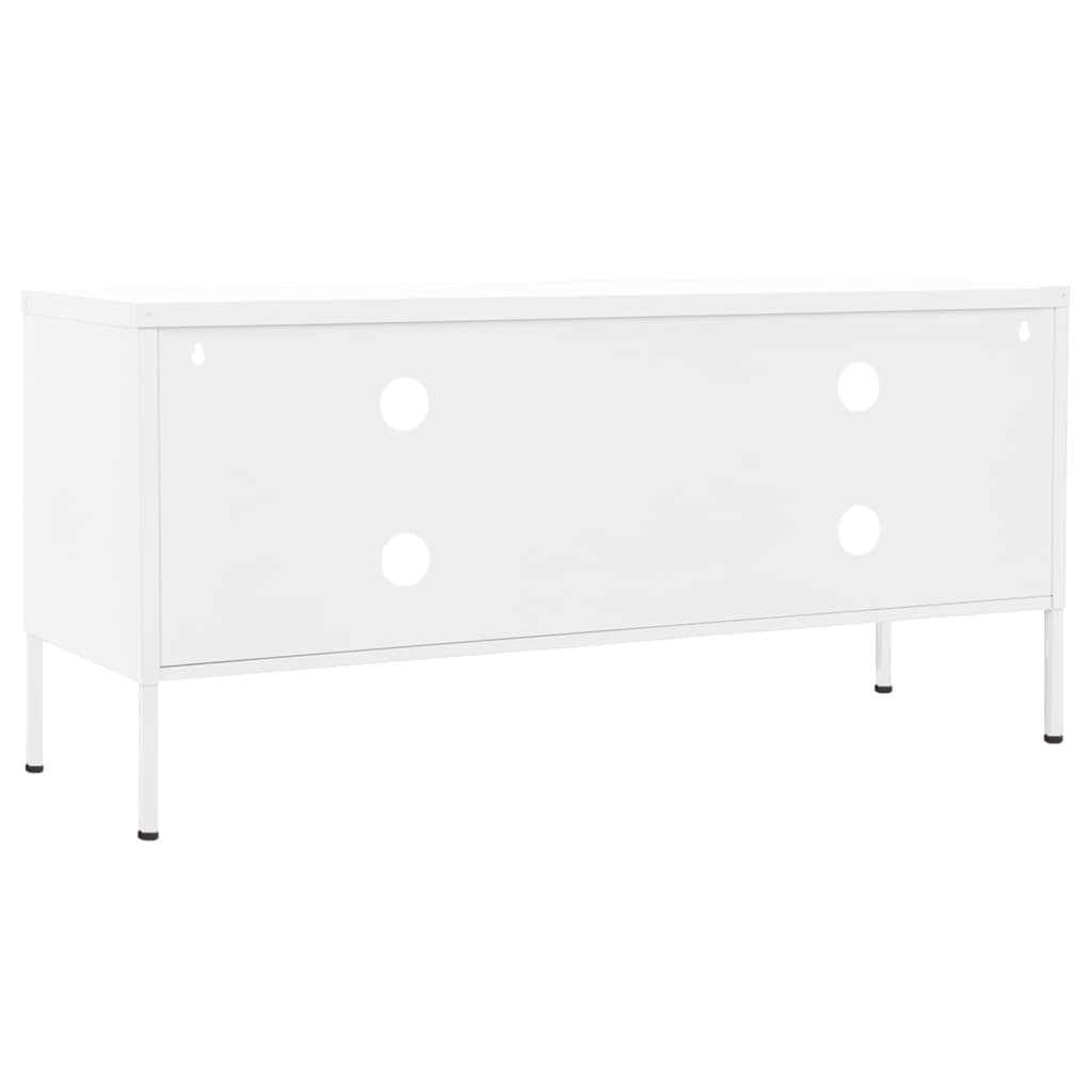 Meuble TV blanc 105x35x50 cm en acier
