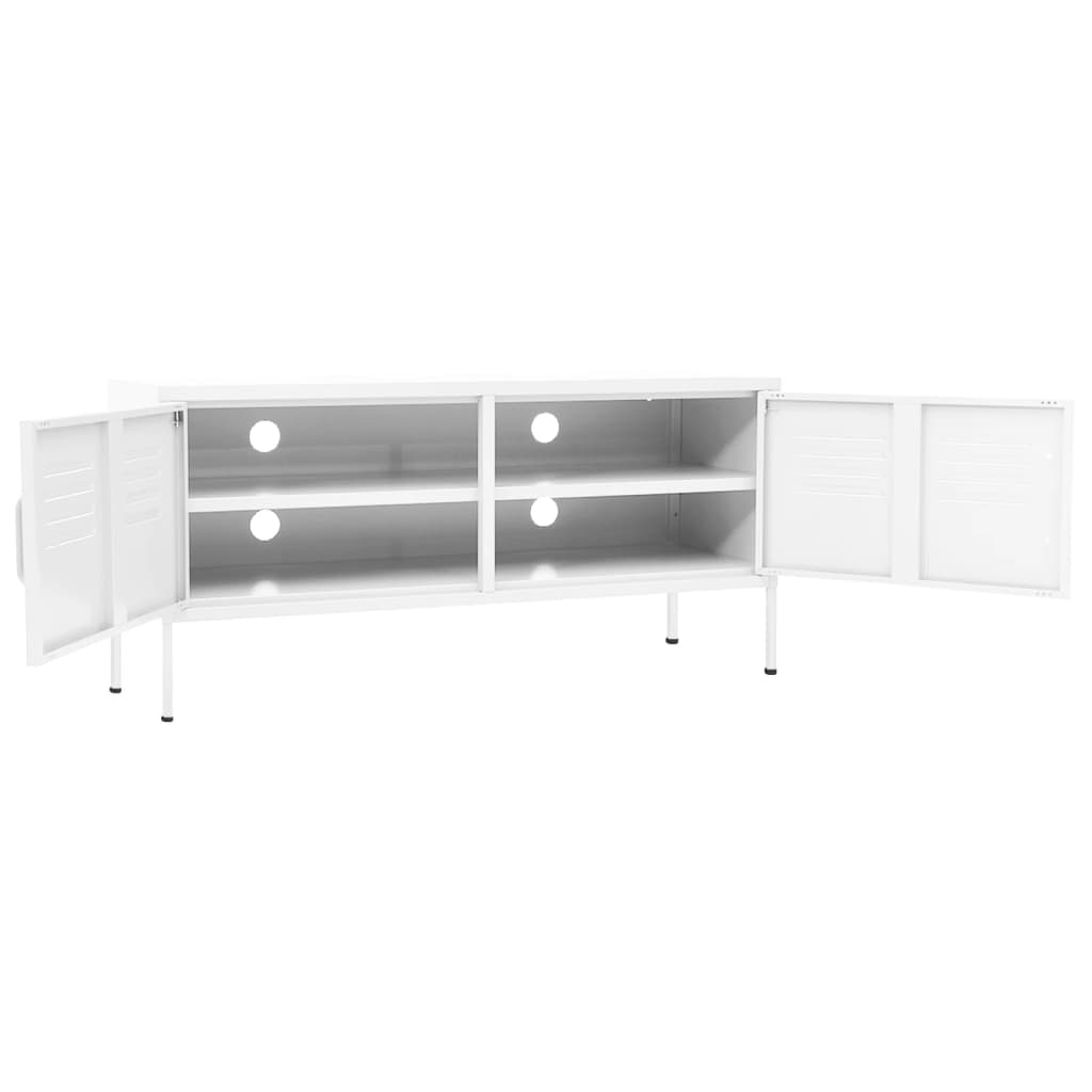 Meuble TV blanc 105x35x50 cm en acier