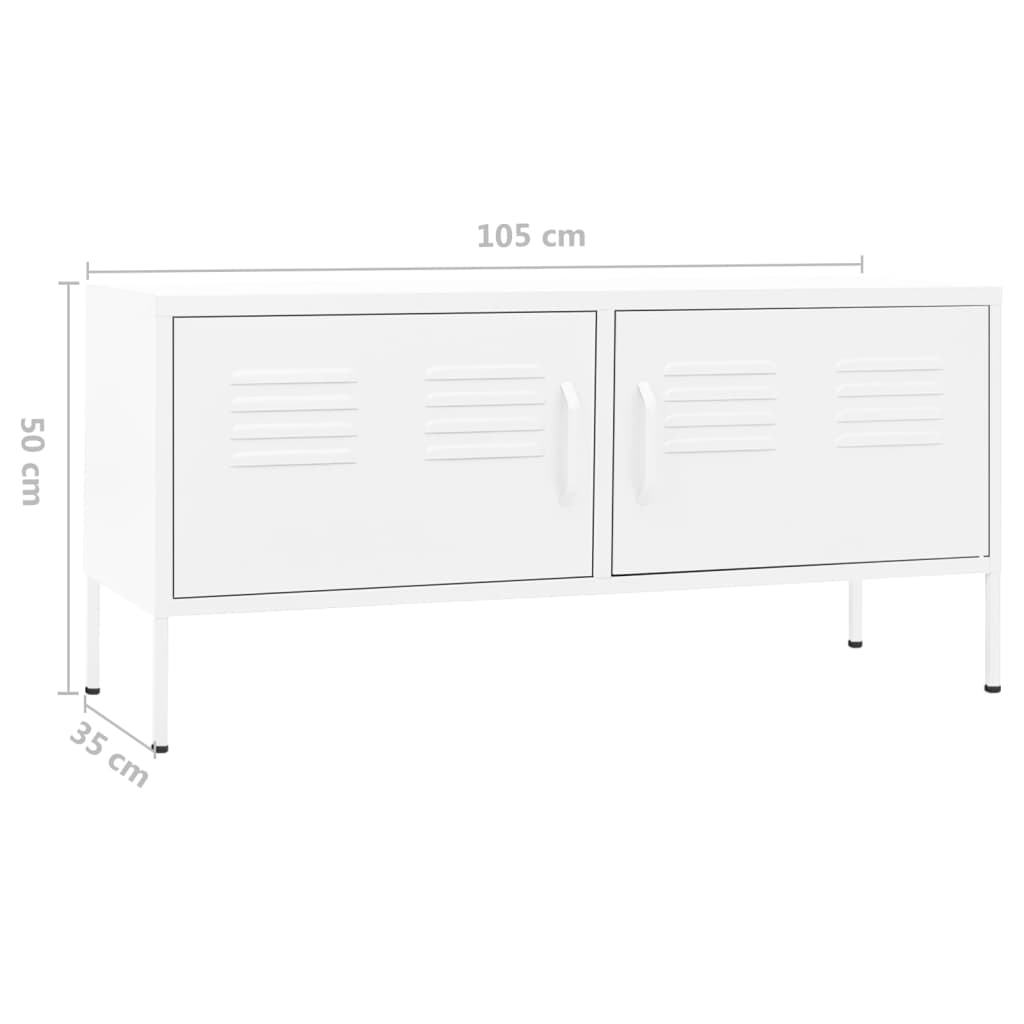 Meuble TV blanc 105x35x50 cm en acier