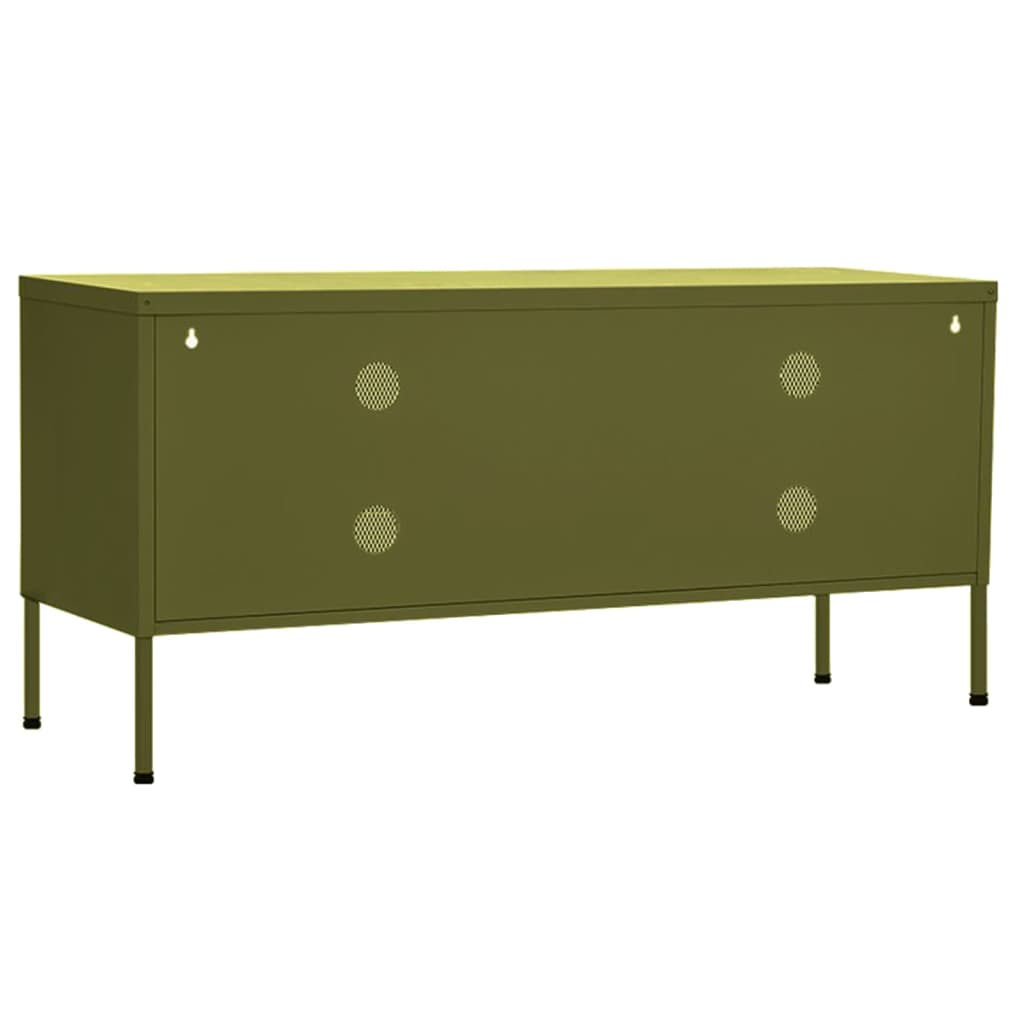 Meuble TV vert olive 105x35x50 cm acier