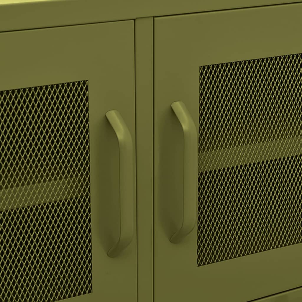 Meuble TV vert olive 105x35x50 cm acier