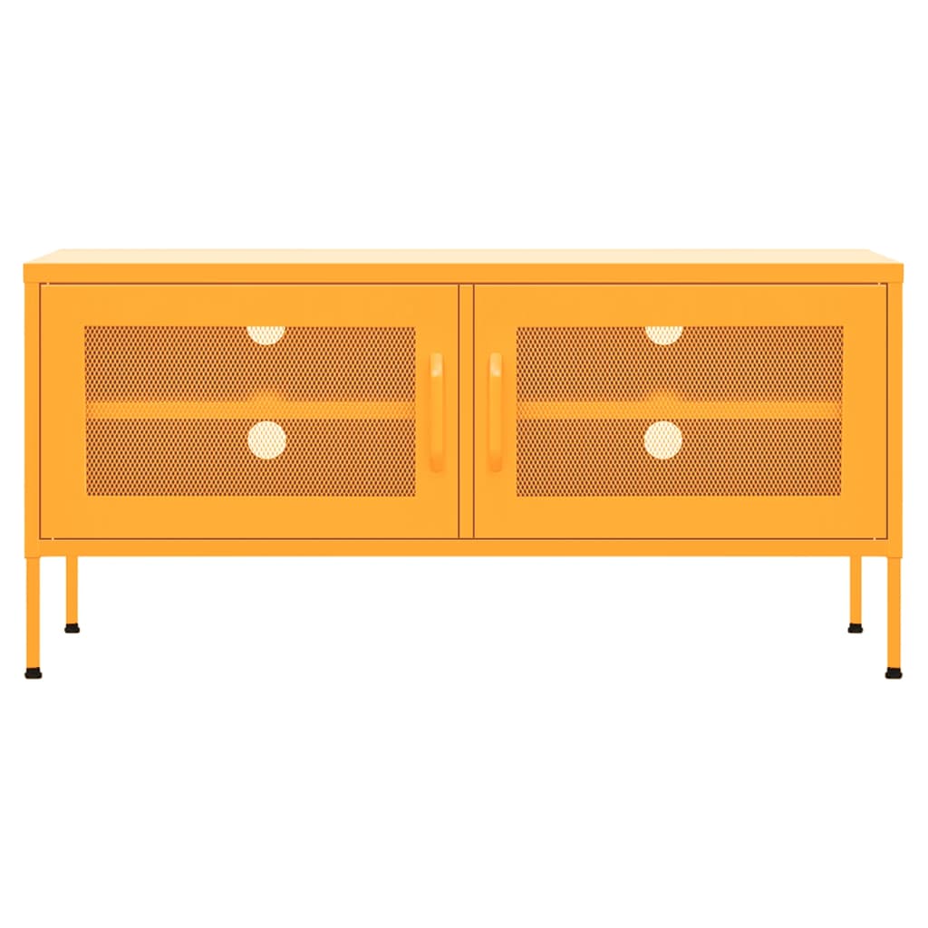 Meuble TV jaune moutarde 105x35x50 cm acier