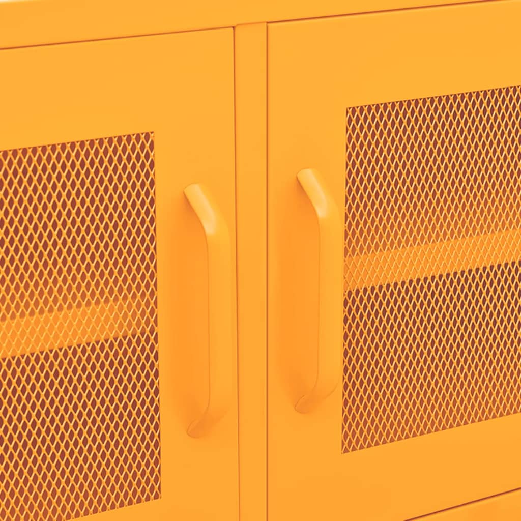 Meuble TV jaune moutarde 105x35x50 cm acier