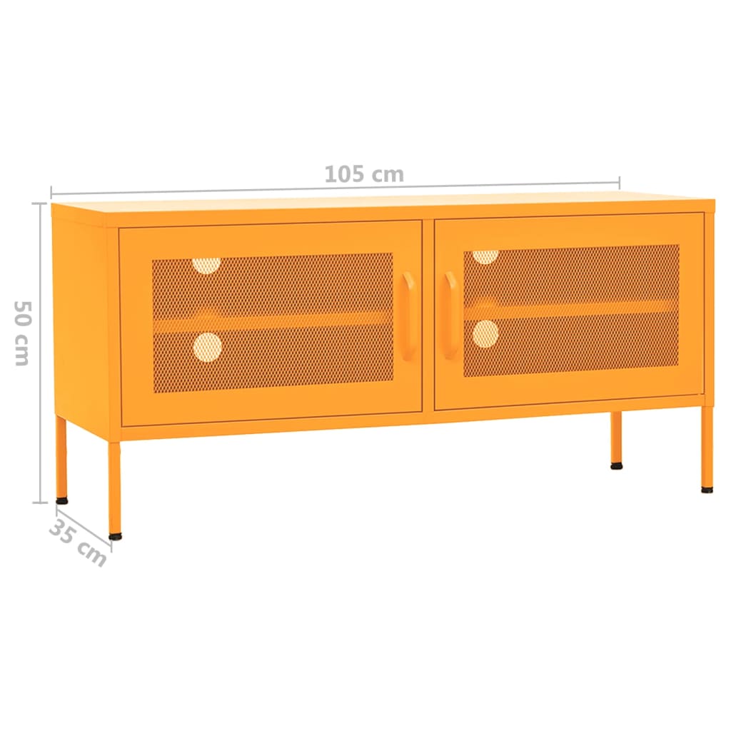 Meuble TV jaune moutarde 105x35x50 cm acier
