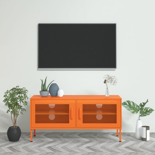 Meuble TV orange 105x35x50 cm acier