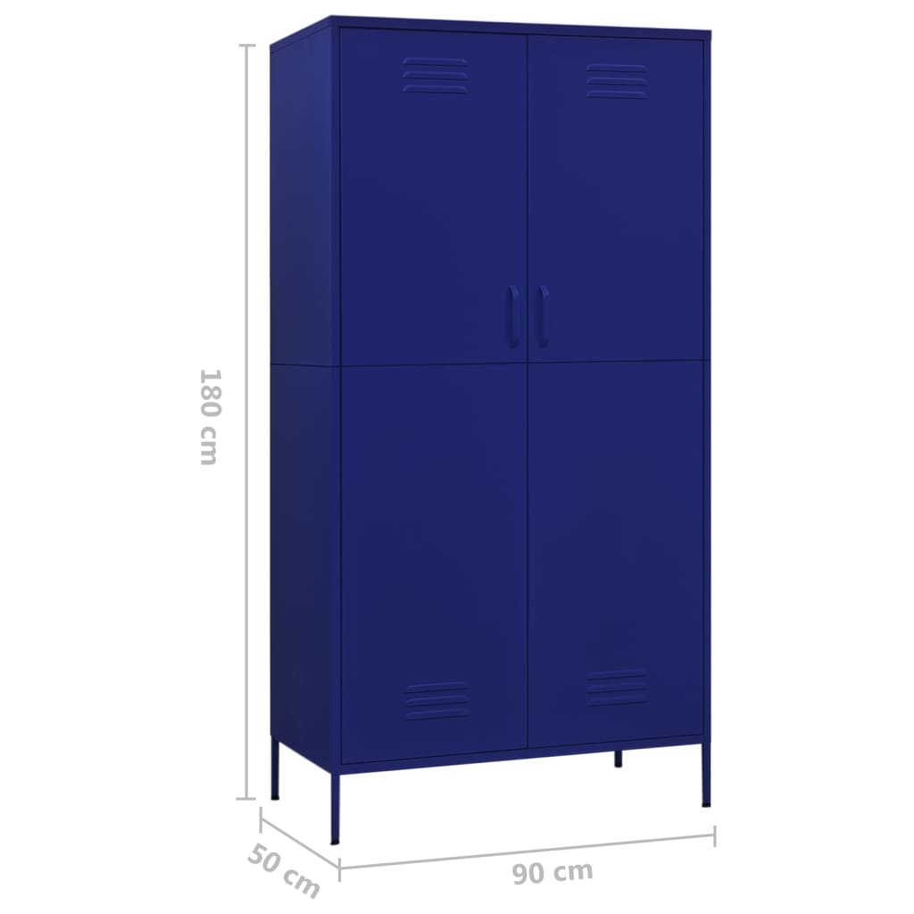 Armoire bleu marine 90x50x180 cm acier