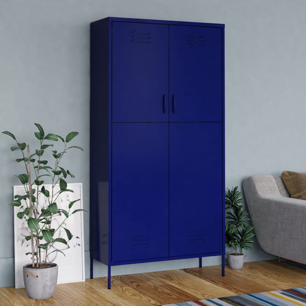 Armoire bleu marine 90x50x180 cm acier