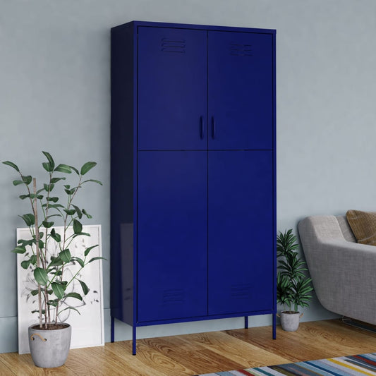 Wardrobe navy blue 90x50x180 cm steel