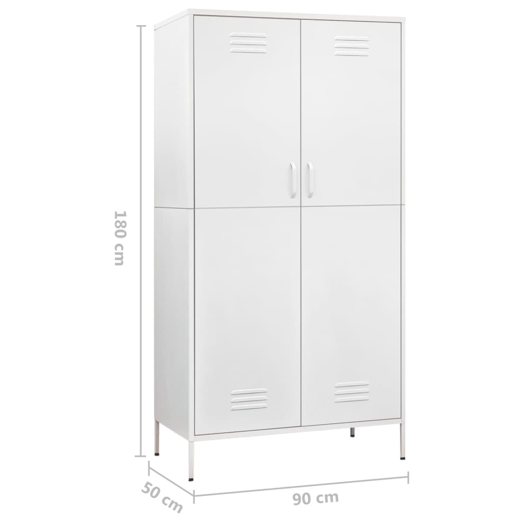 Armoire blanche 90x50x180 cm en acier