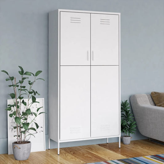Wardrobe white 90x50x180 cm steel