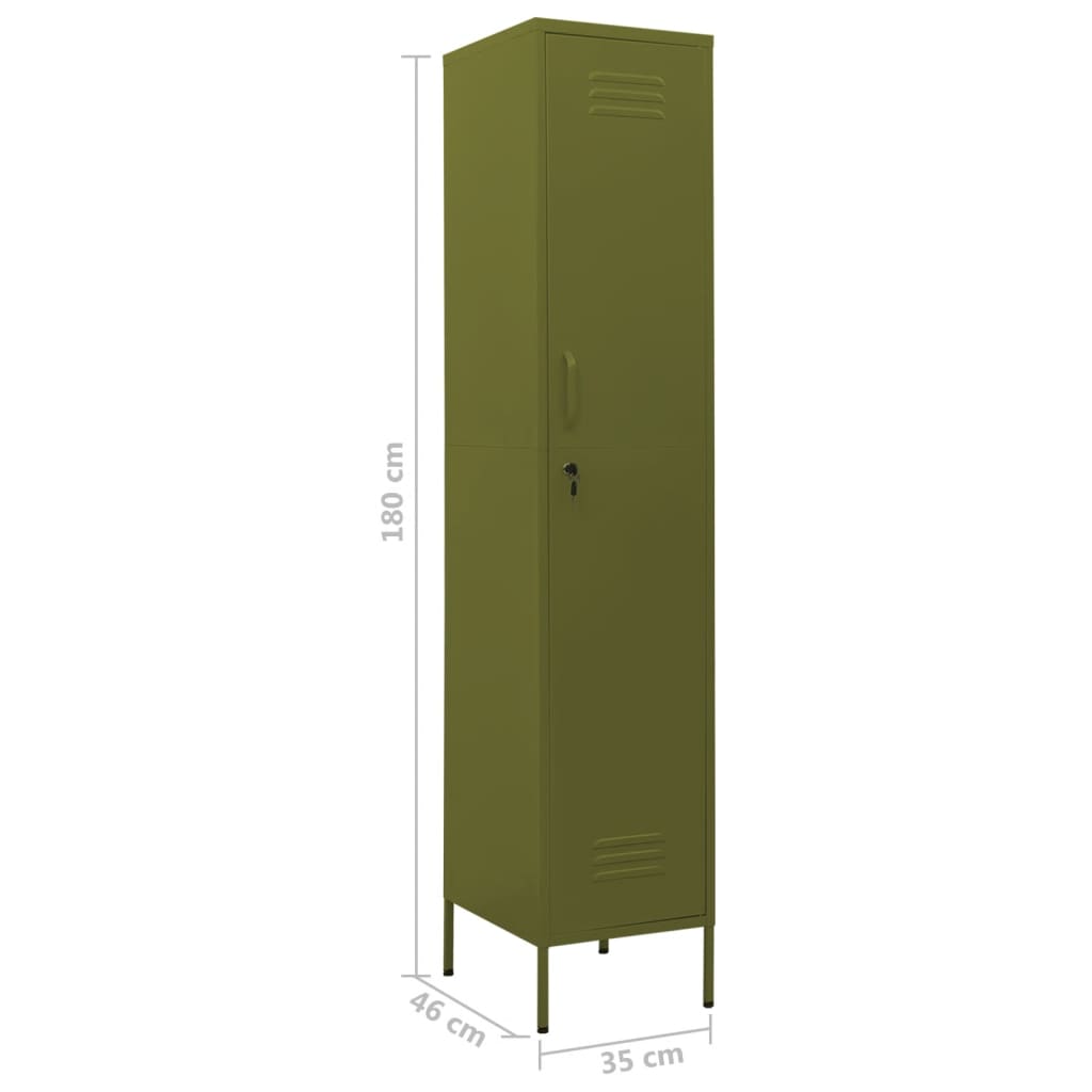 Armoire vestiaire vert olive 35x46x180 cm acier