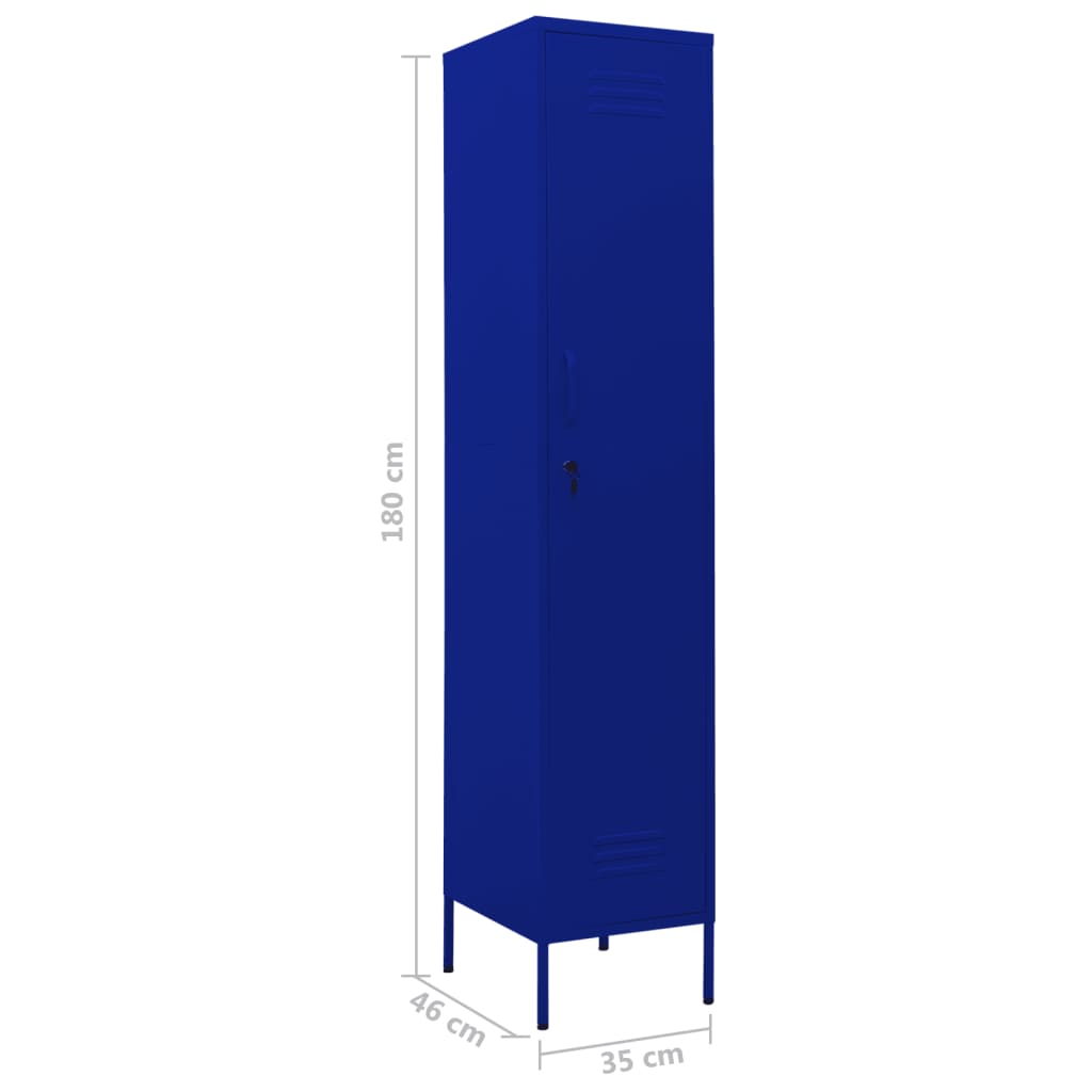 Armoire vestiaire bleu marine 35x46x180 cm acier