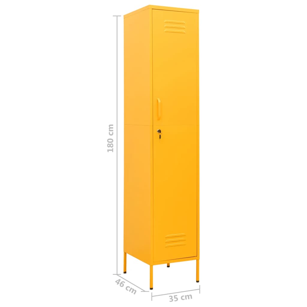 Locker cabinet mustard yellow 35x46x180 cm steel