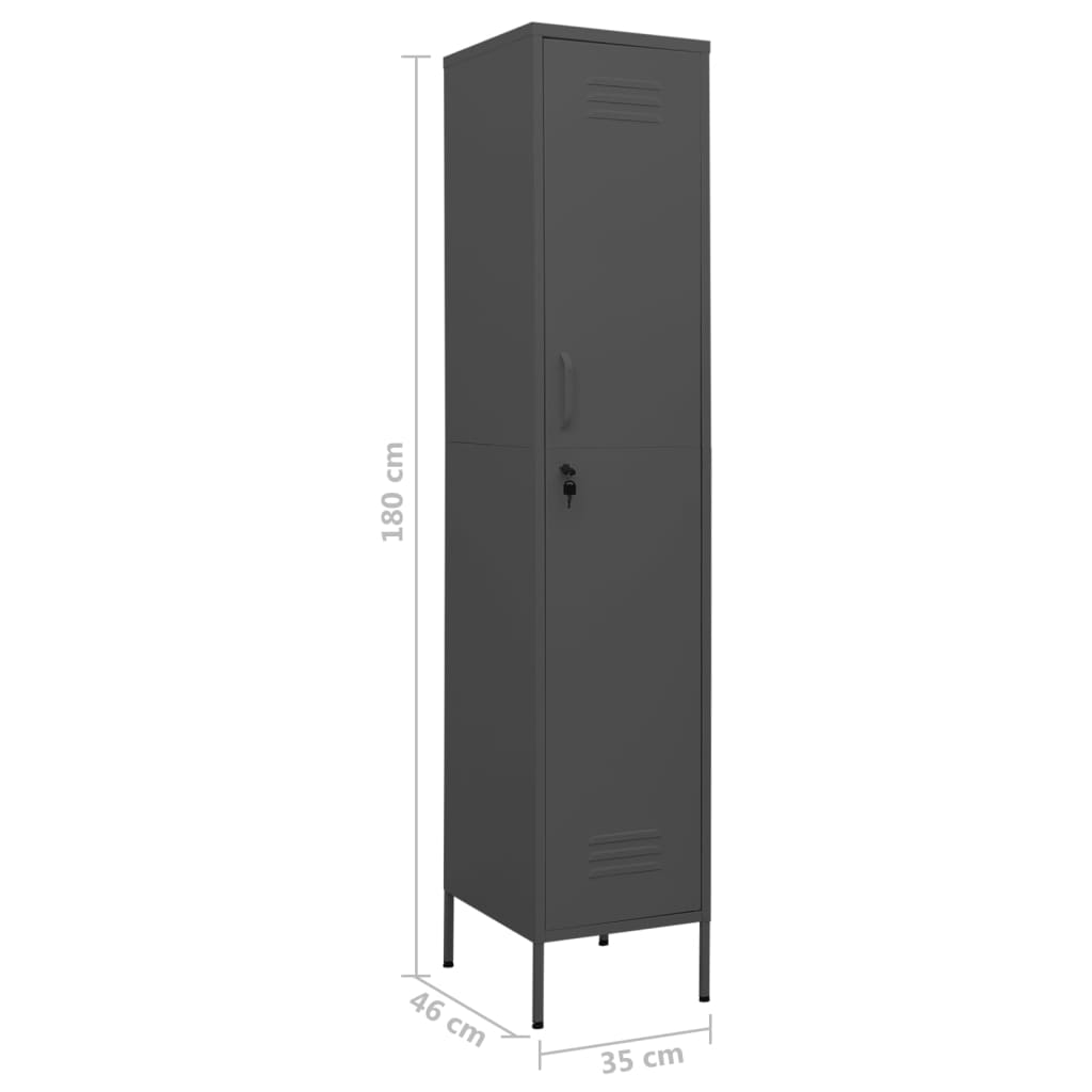 Locker cabinet anthracite 35x46x180 cm steel