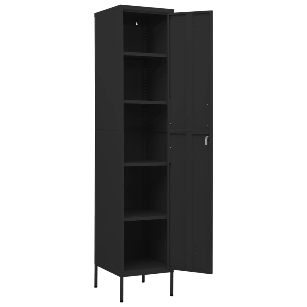 Locker cabinet black 35x46x180 cm steel