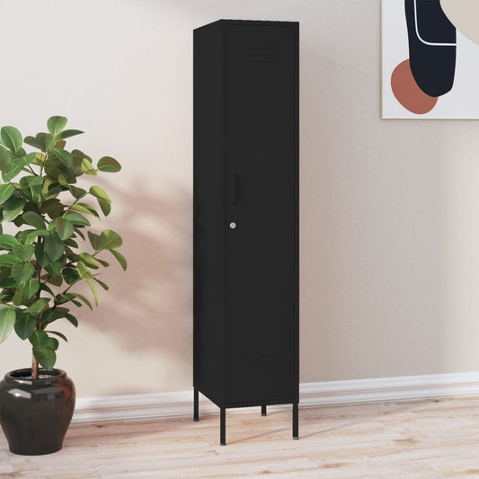 Locker cabinet black 35x46x180 cm steel