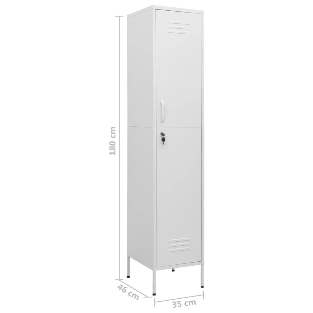 Locker cabinet white 35x46x180 cm steel