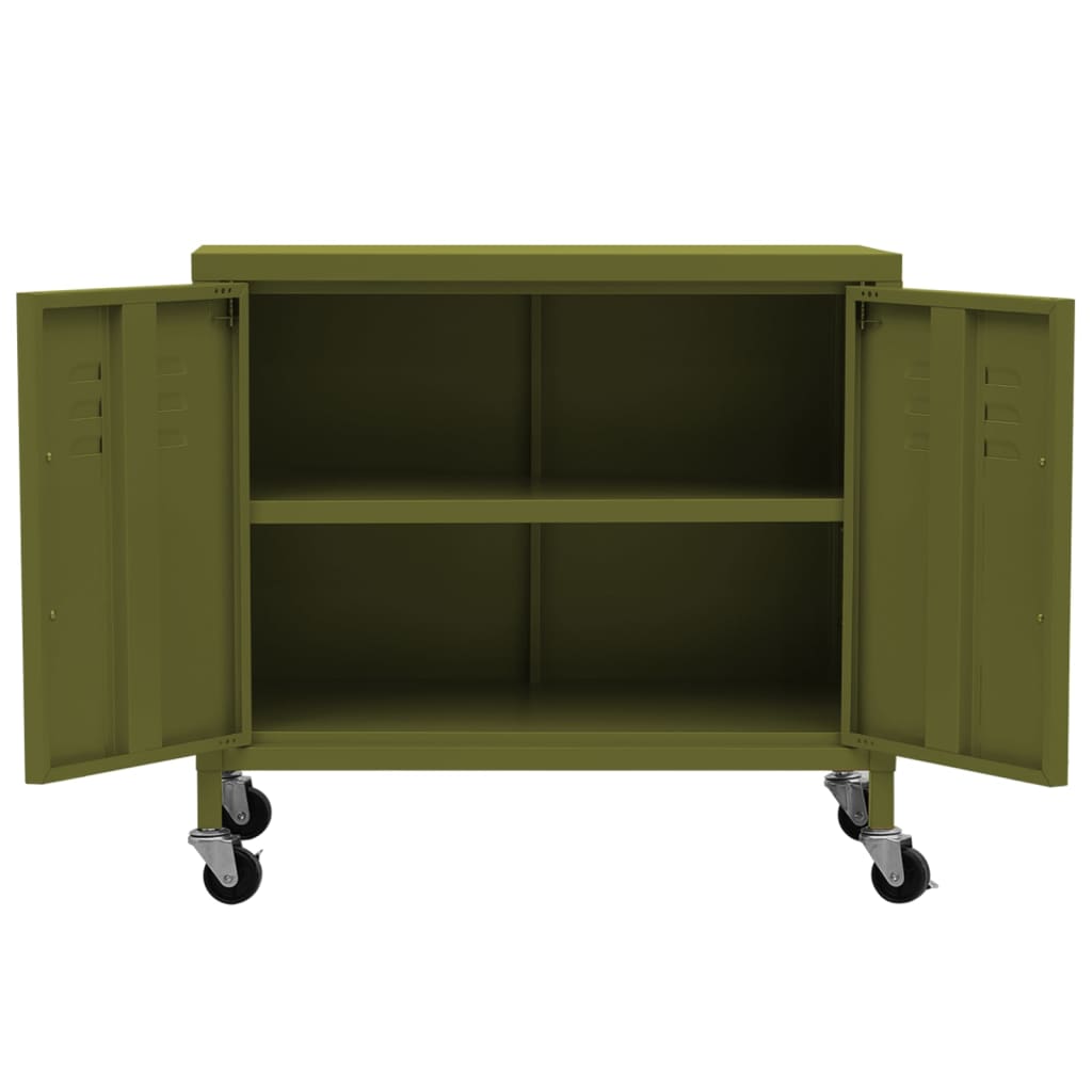 Storage cabinet olive green 60x35x56 cm steel
