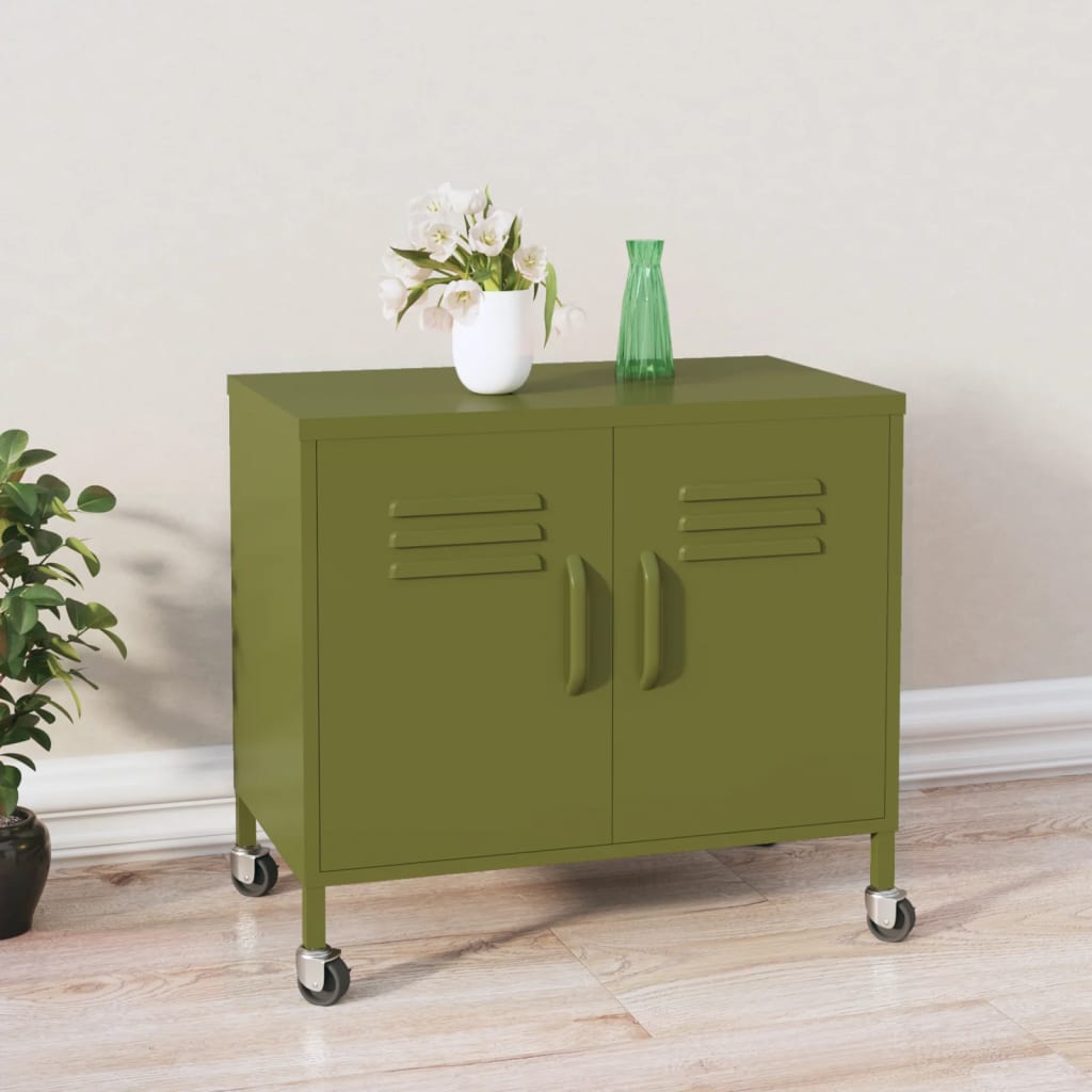 Storage cabinet olive green 60x35x56 cm steel