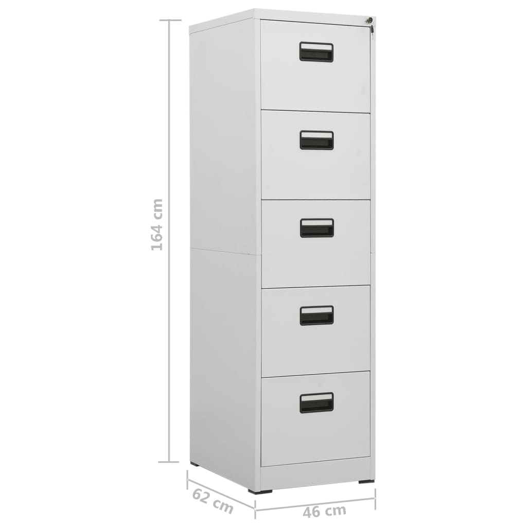 Aktenschrank Hellgrau 46x62x164 cm Stahl