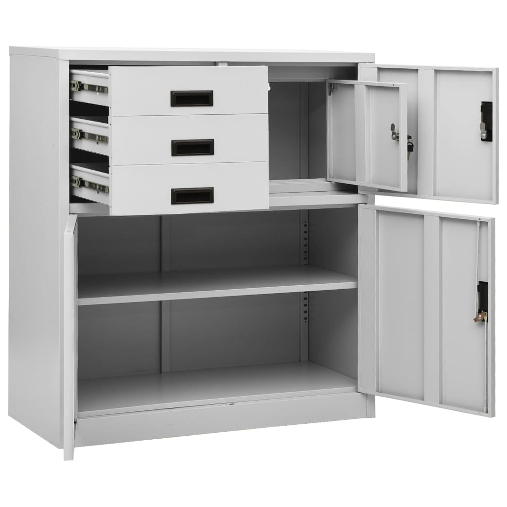 Armoire de bureau gris clair 90x40x102 cm en acier