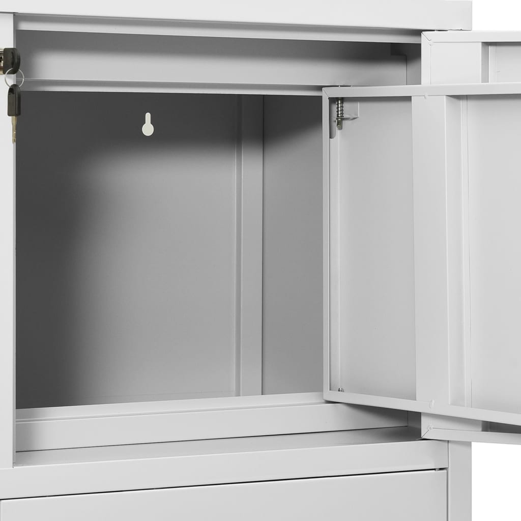 Armoire de bureau gris clair 90x40x102 cm en acier