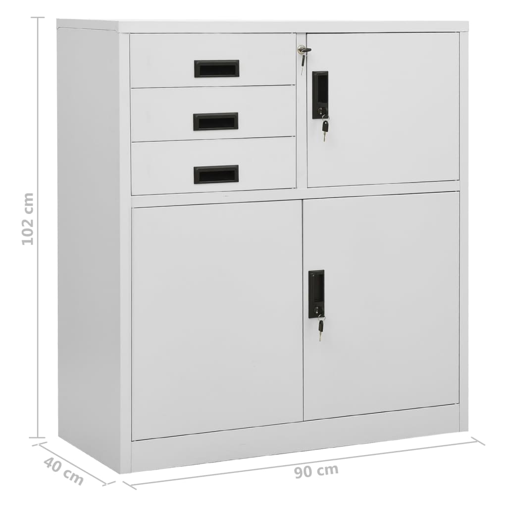 Armoire de bureau gris clair 90x40x102 cm en acier