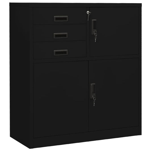 Armoire de bureau noire 90x40x102 cm en acier