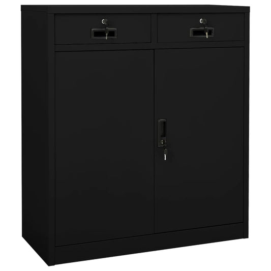 Armoire de bureau noire 90x40x102 cm en acier
