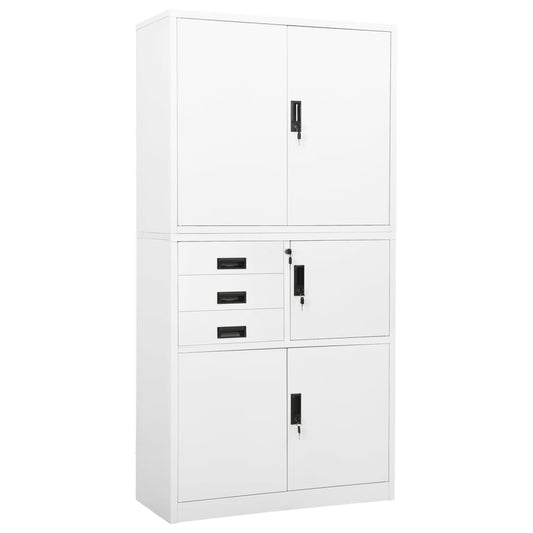 Armoire de bureau blanche 90x40x180 cm en acier