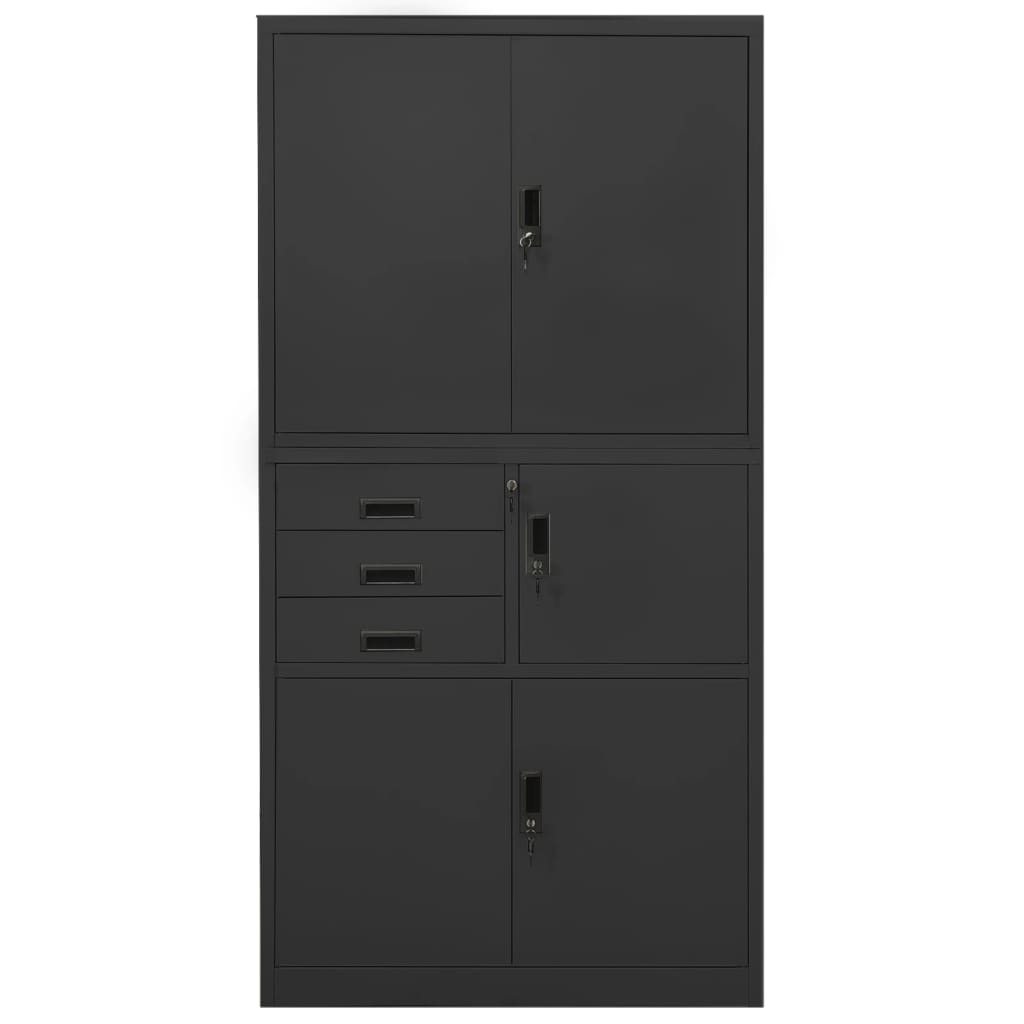 Office cabinet anthracite 90x40x180 cm steel