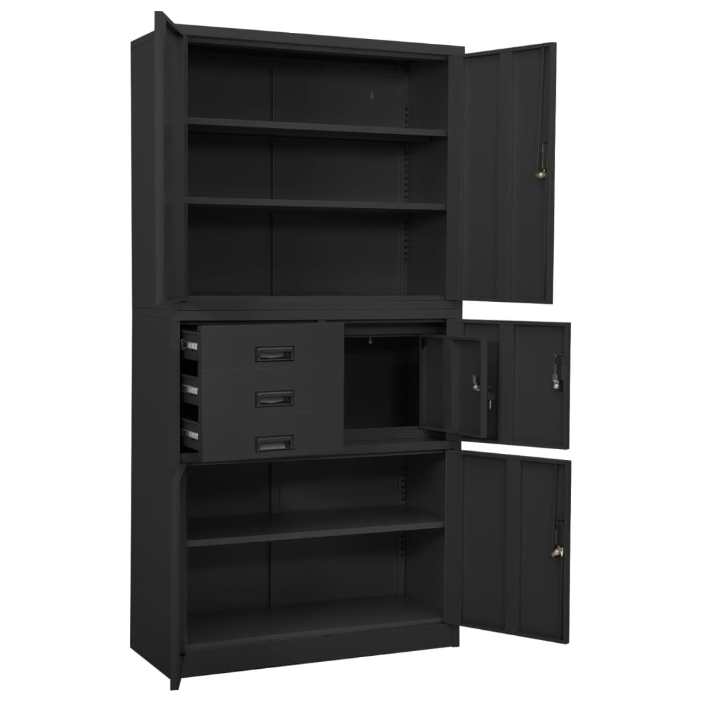 Office cabinet anthracite 90x40x180 cm steel