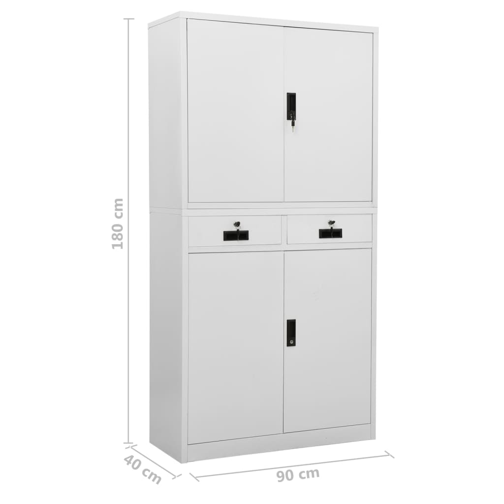Armoire de bureau gris clair 90x40x180 cm en acier