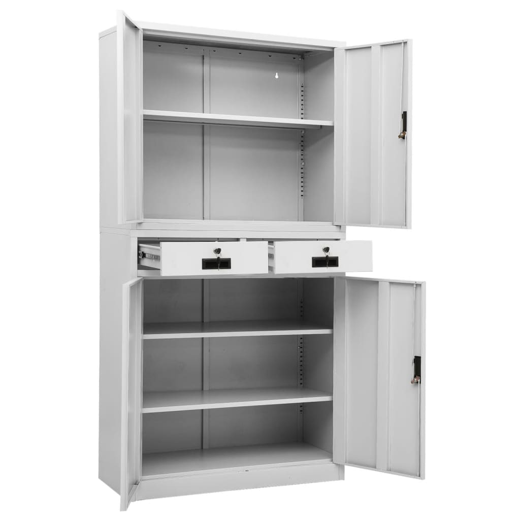 Armoire de bureau gris clair 90x40x180 cm en acier