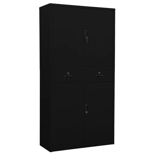 Armoire de bureau noire 90x40x180 cm en acier