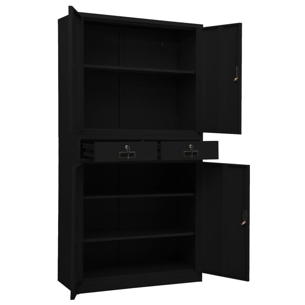 Büroschrank Schwarz 90x40x180 cm Stahl