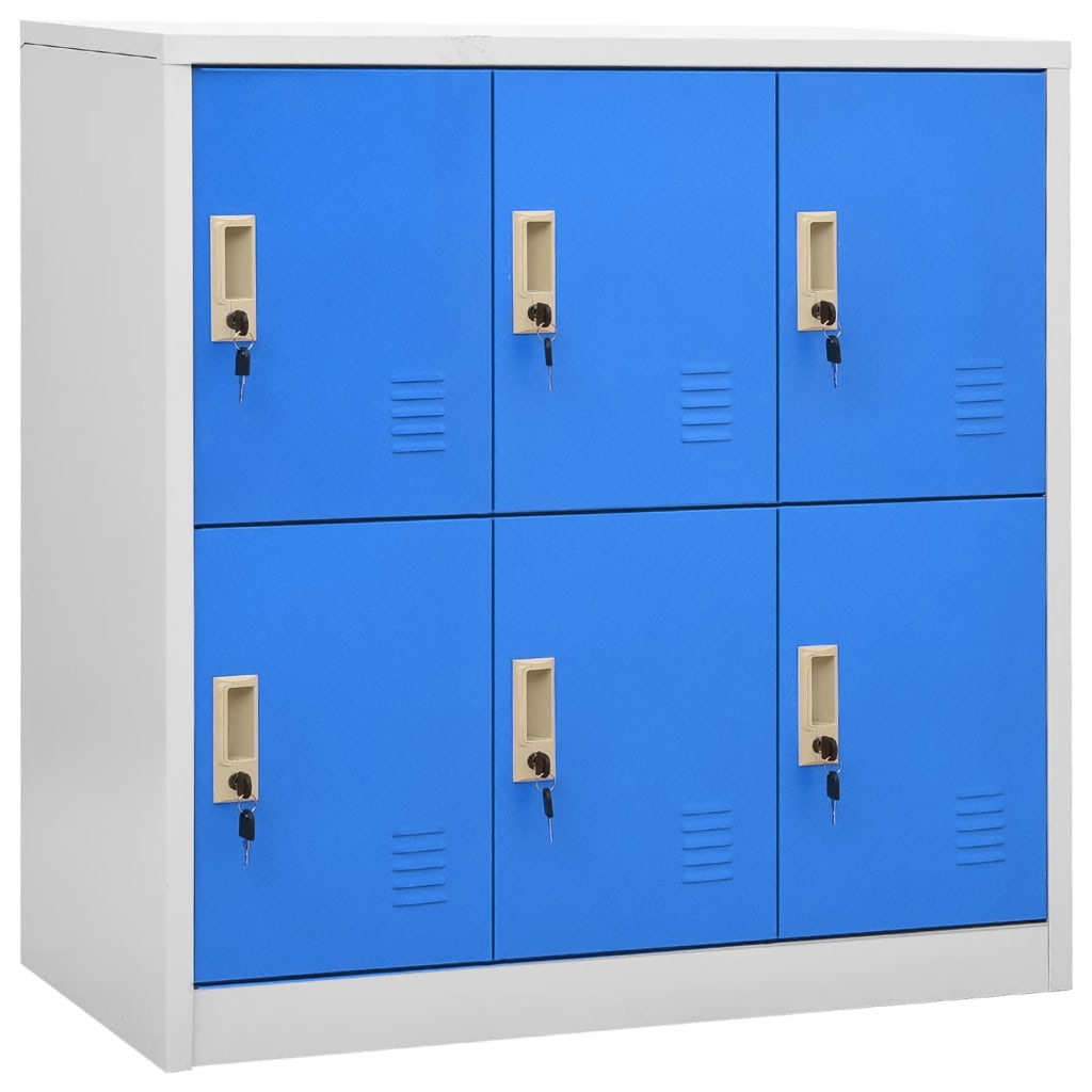 Locker cabinet light grey and blue 90x45x92.5 cm steel