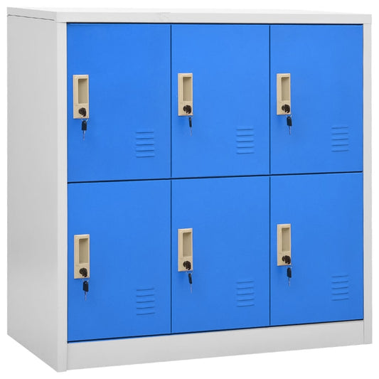 Locker cabinet light grey and blue 90x45x92.5 cm steel