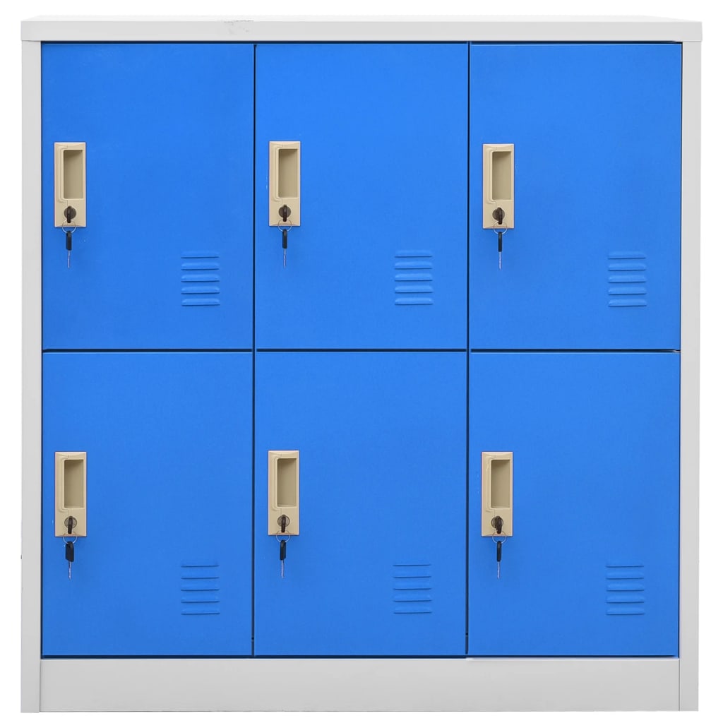 Locker cabinet light grey and blue 90x45x92.5 cm steel
