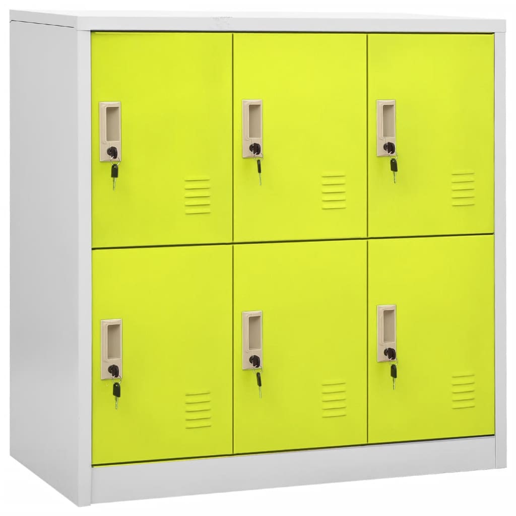 Locker cabinet light grey and green 90x45x92.5 cm steel