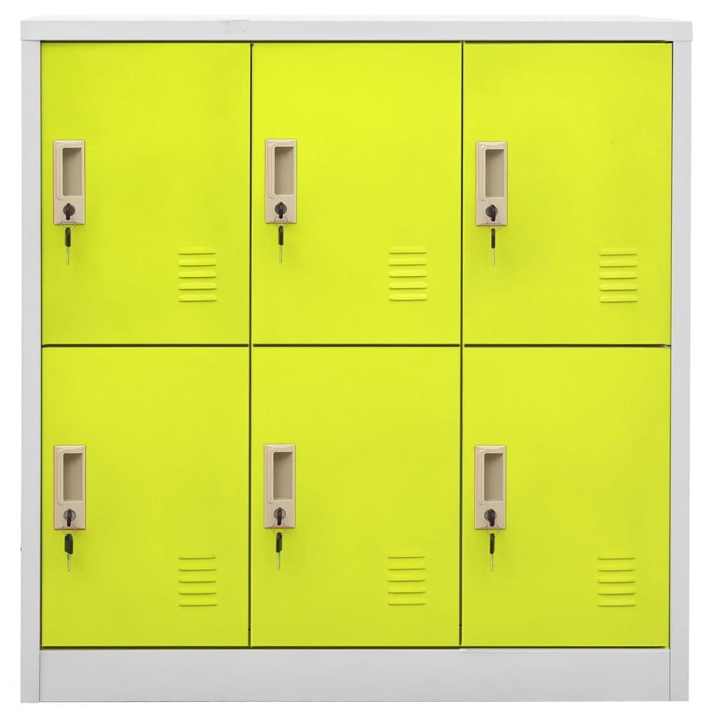 Locker cabinet light grey and green 90x45x92.5 cm steel