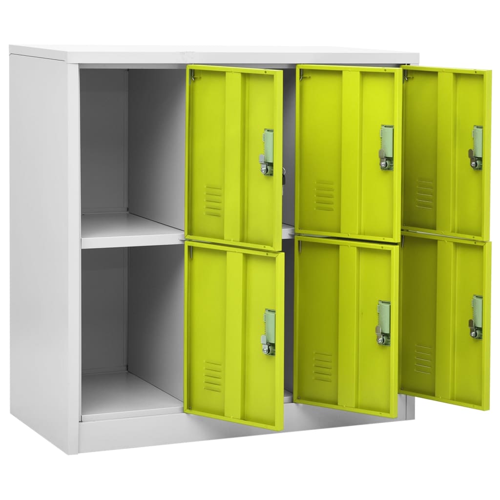 Locker cabinet light grey and green 90x45x92.5 cm steel
