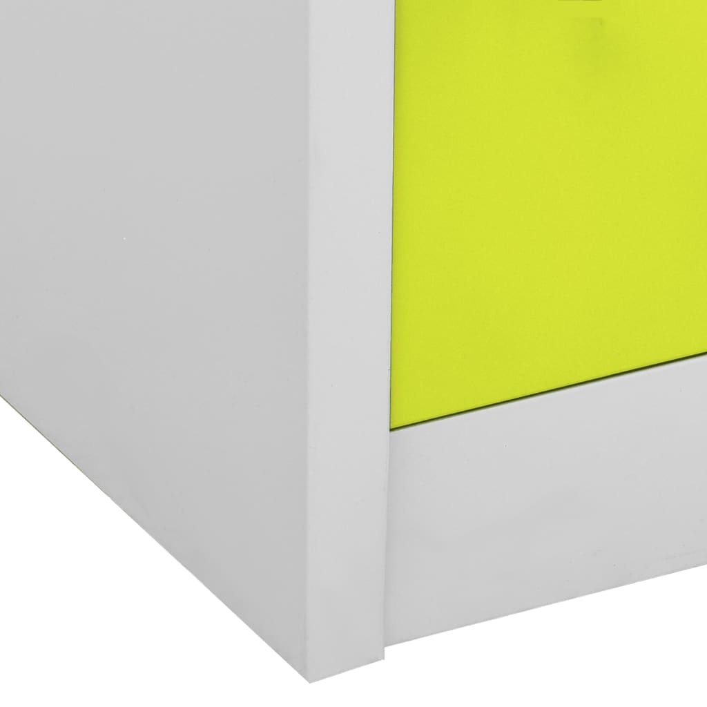 Locker cabinet light grey and green 90x45x92.5 cm steel