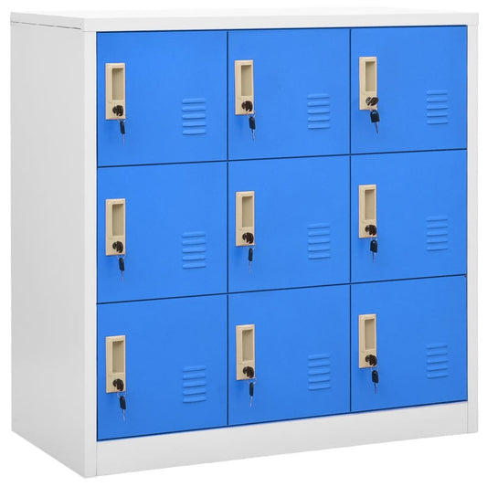 Locker cabinet light grey and blue 90x45x92.5 cm steel