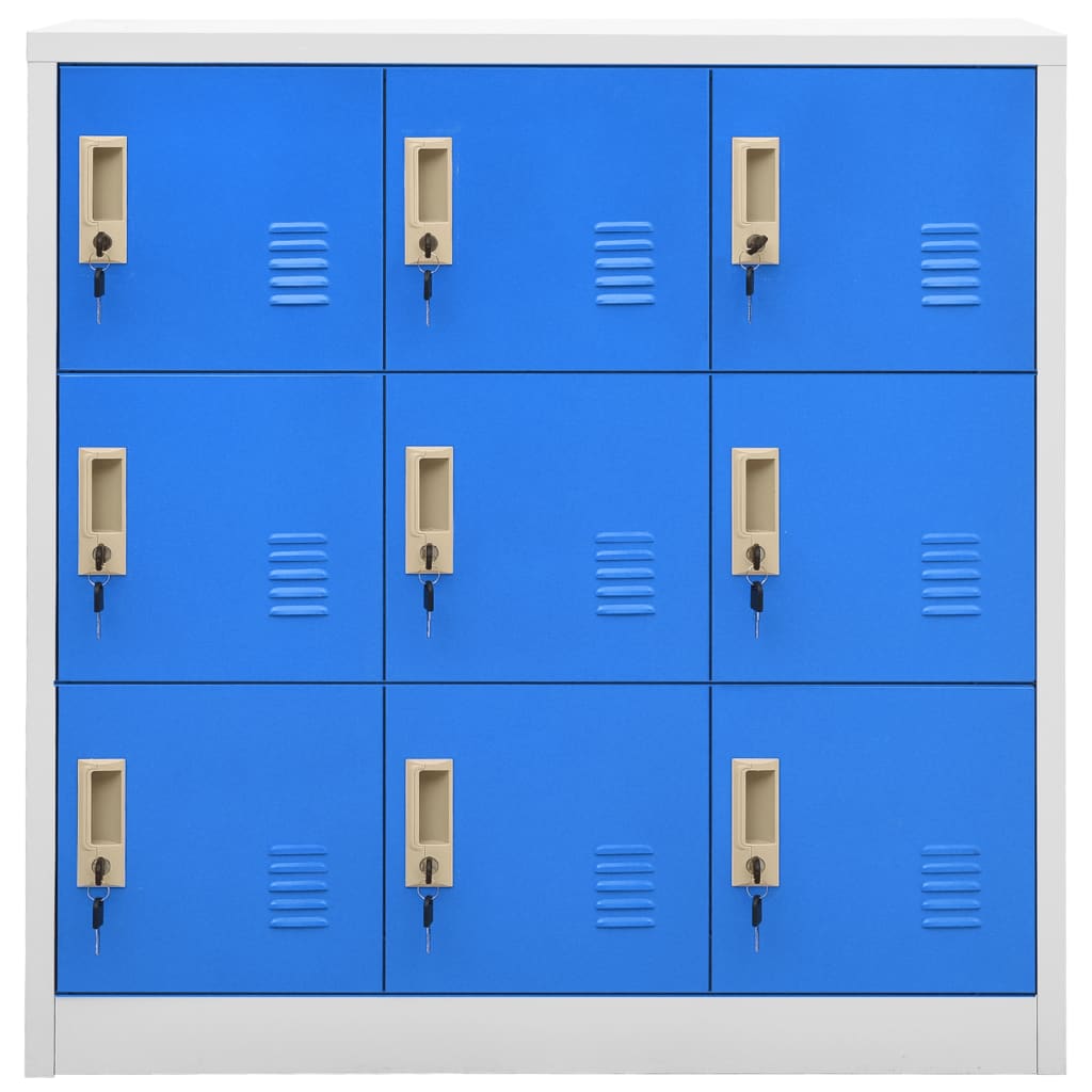 Locker cabinet light grey and blue 90x45x92.5 cm steel