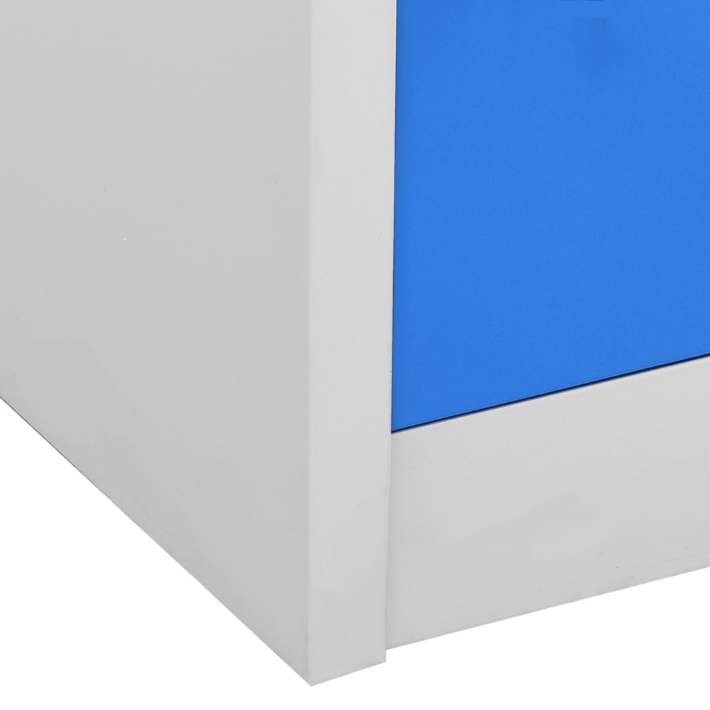 Locker cabinet light grey and blue 90x45x92.5 cm steel