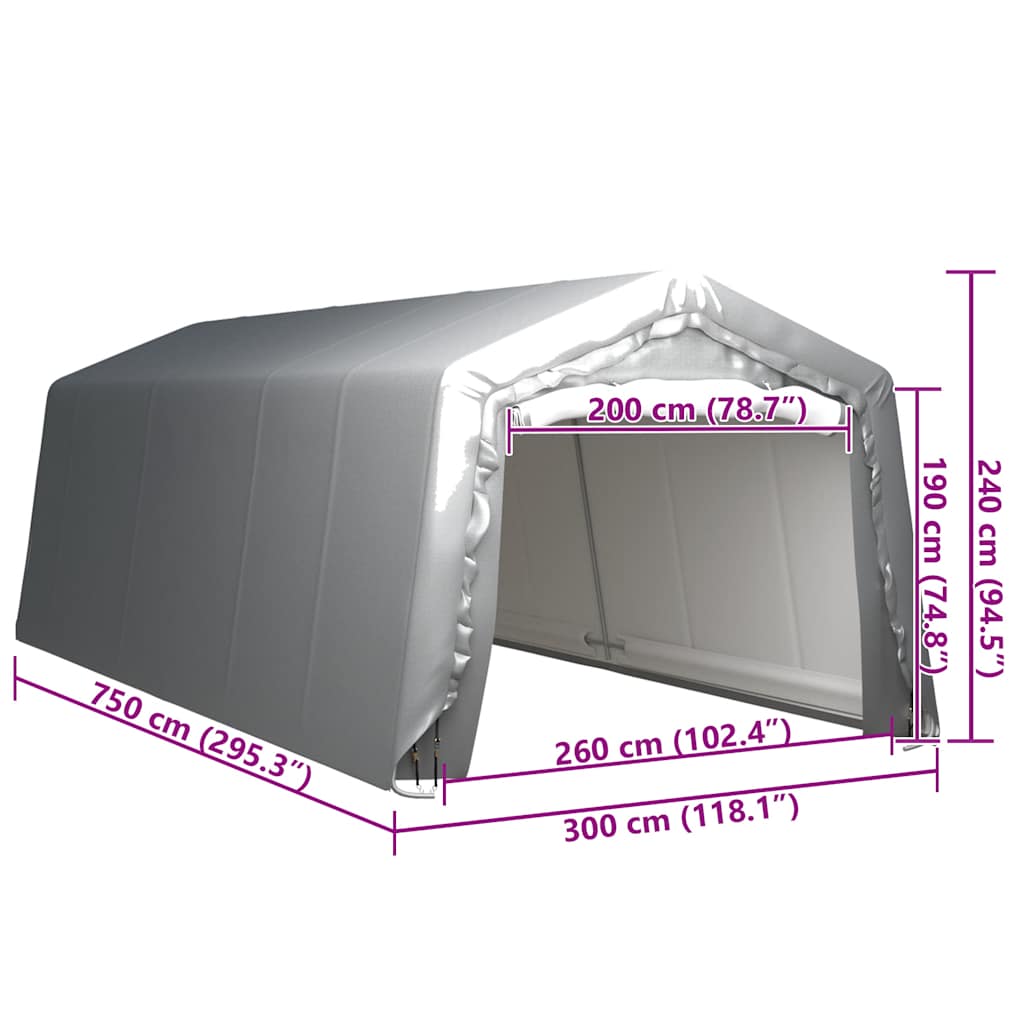 Lagerzelt 300x750 cm Stahl Grau